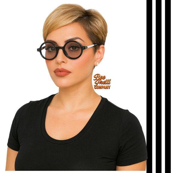Malibu Retro Round Sunglasses Black Frame Light Grey Tinted Lenses Unisex - Picture 1 of 11